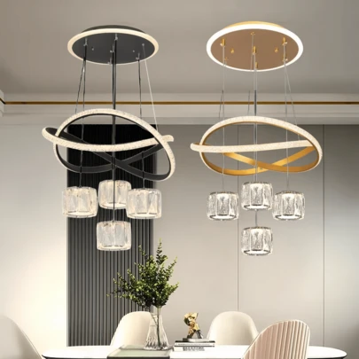 4-Head Crystal Luxury Modern LED Dining Room Pendant Light, Suitable For Dining Table, Bedroom, Living Room, Corridor