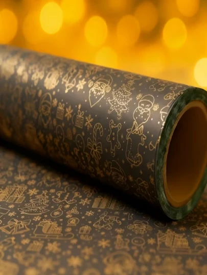 1 Roll Luxury Gold & Black Christmas Gift Wrapping Paper - Large Roll (17"X118") With Gold Foil Santa, Gingerbread, Snowflake And Tree Patterns - Elegant Holiday Gift Wrap, Suitable For Parties, Corporate Events - Durable Black Background Wraps Surprise Gifts, Ideal For Christmas, Family And Friends, Party Decor, Holiday Patterns, Premium Material, Event Planners