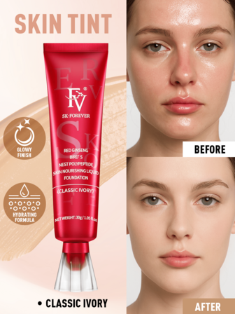 FV哑光防水粉底液 - 持久妆效，中高遮瑕，控油轻盈配方，防水遮瑕膏，全效遮瑕粉底液，专业妆前乳，适合中性/油性肌肤，30克