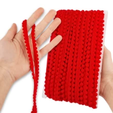 NYBC 10mm Pom Pom Ribbon (25 Meters) | For Use In Costumes, Headbands, And Clothing. - Red - 145 - View 1
