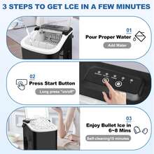 It Produces 9 Ice Cubes In 6-8 Minutes And 26 Pounds Of Ice Within 24 Hours. This Ice Maker Features Automatic Cleaning, Ice-Full/Water-Shortage Reminders, And Is Equipped With A Handle. Its Dimensions Are 11.7 * 11.3 * 9.0 Inches, And It Has A Power Of 112 Watts. It Is Suitable For Scenarios Such As Homes, Kitchens, And Camping. - US B Type Plug(110-127V) - View 5