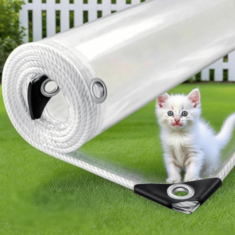 1pc Heavy-Duty Transparent PVC Tarpaulin - Waterproof & Dustproof, Winter Outdoor Emergency Waterproof Cover With Metal Grommets Every 50cm, Suitable For Outdoor Furniture, Outdoor Plants & Potted Plants Comes With Nylon Rope For Installation