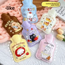 卡通图案防漏暖手宝，便携式热水袋，适合露营、办公室、居家使用，无需电池，方便旅行，材质柔软，可重复使用，快速加热，冬季必备 - 彩色 - 查看 9