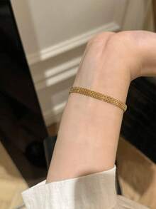 1pc 925 Sterling Silver Simple Vintage Bracelet For Women Fine Ladies Jewelry Gift Party Gift Birthday Gift Daily Wear