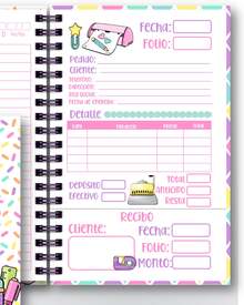 Libreta de pedidos con diseño práctico y funcional. Cada hoja cuenta con recibo de pago al final para mayor control. Contiene 100 hojas impresas por una sola cara, ideal para pequeños negocios y emprendedores. - A5 - Ver 1