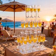 2/3 Tier Acrylic Champagne Flute Rack, Wedding Party Cocktail Glass Holder Display Stand, Removable Multi-Layer, Transparent Durable Non-Slip Design For Wedding/Party Decor - Transparent - View 5