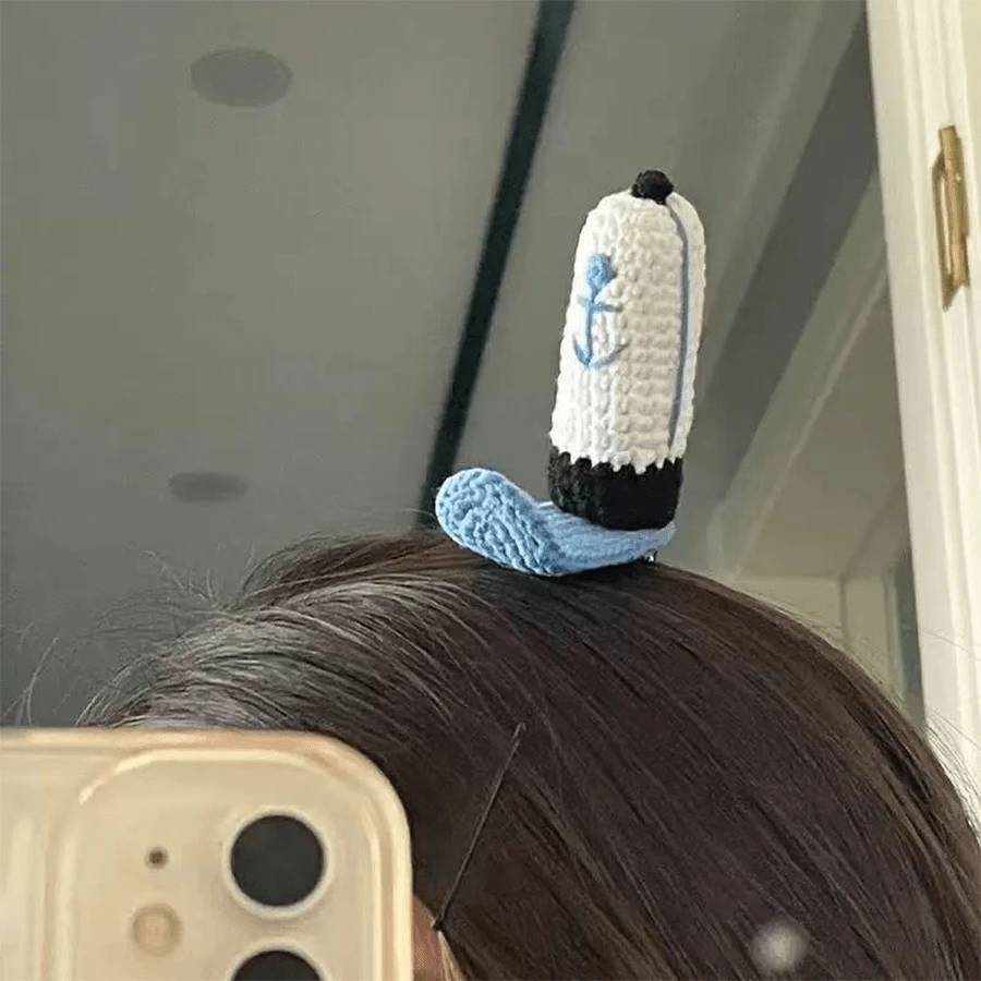 Crab Burger King Employee Knit Beanie Hat, Cute Cartoon Octopus & Duck Bill Hair Clips For Women - Multicolor - View 1