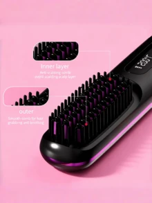 Wireless Hair Straightening Comb For Women - Portable USB Rechargeable Portable Straightener Brush, Negative Ion Hot Comb With Anti-Scald Design, 3 Temp Settings & 30s Rapid Heating, 2000mAh Battery 30 Minutes Continuous Use, Perfect Holiday/Christmas Gift For Female Students & Straight Hair Enthusiasts, Suitable For Short Hair/Bangs/Long Hair/Curly Hair, Travel-Friendly Plancha De Cabello,Christmas Best Gift For Women - màu đen - Xem 5