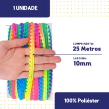 NYBC 10mm Pom Pom Ribbon (25 Meters) | For Use In Costumes, Headbands, And Clothing. - Multicolor - Mult1 - Ver 2