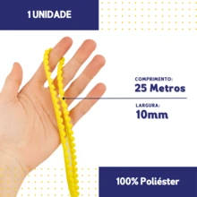 NYBC 10mm Pom Pom Ribbon (25 Meters) | For Use In Costumes, Headbands, And Clothing. - Amarillo de yema de huevo - 106 - Ver 2