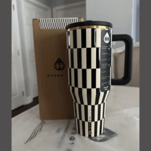 NEW HydroJug Traveler - 32 Oz 40 Oz Water Bottle With Handle & Flip Straw - Fits In Cup Holder, Leak Resistant Tumbler-Reusable Insulated Stainless Steel & Rubber Base - Gifts For Women & Men, - 黑色領帶 - 查看 12