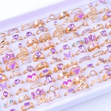 20Pcs Fashion Sparkling Butterfly Snake Flower Rings Set For Women Men Mix Style Stylish Inlaid Rhinestone Jewelry Prefer Match Daily Outfits Party Decor - 20 Random Purple Rhinestone Rings - View 8