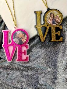 Customized Photo Pendant LOVE, Mother's Day Mother-Daughter Style Round Design, Fashionable Acrylic Custom-Made, Surprise Gift, Suitable For Family And Friends, Christmas, Valentine's Day, Halloween, Anniversary, Birthday Gift - Multicolor - View 2
