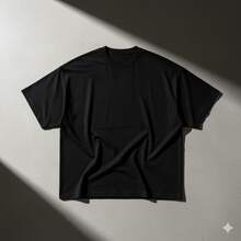 Men's Streetwear T-Shirt, Oversized Blouse, 100% Cotton, Premium Knit - Black - View 2