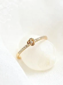 1pc S925 Sterling Silver Delicate Rose Design Ring With Synthetic Cubic Zirconia, Elegant & Quality Jewelry For Women