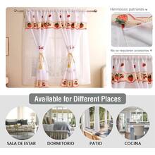 Cortinas de cocina bordados transparente 2m x1.5m doble capa para ventana decoración del hogar filtrado de luz estilo campestre elegante con girasoles o tuplipan - FRESCA - Ver 6
