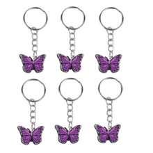 30个紫色蝴蝶钥匙扣套装，含礼品袋和感谢标签，可爱蝴蝶钥匙扣，适合派对、派对礼物、自然爱好者和生日派对用品 - 彩色 - 查看 3