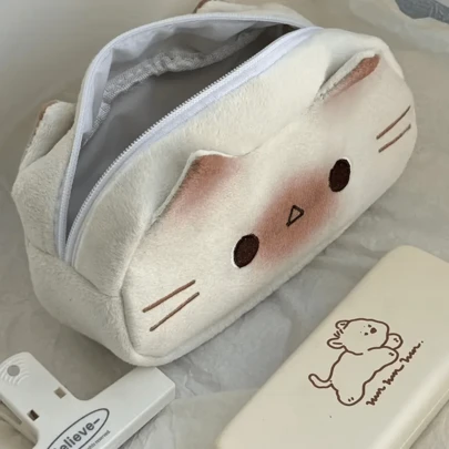 French Toast Pencil Case, Fashion Pencil Box, Student Stationery, Spacious Storage Bag, Cream-Colored Stationery Box, Plush French Pencil Pouch, Office Supply Organizer Bag