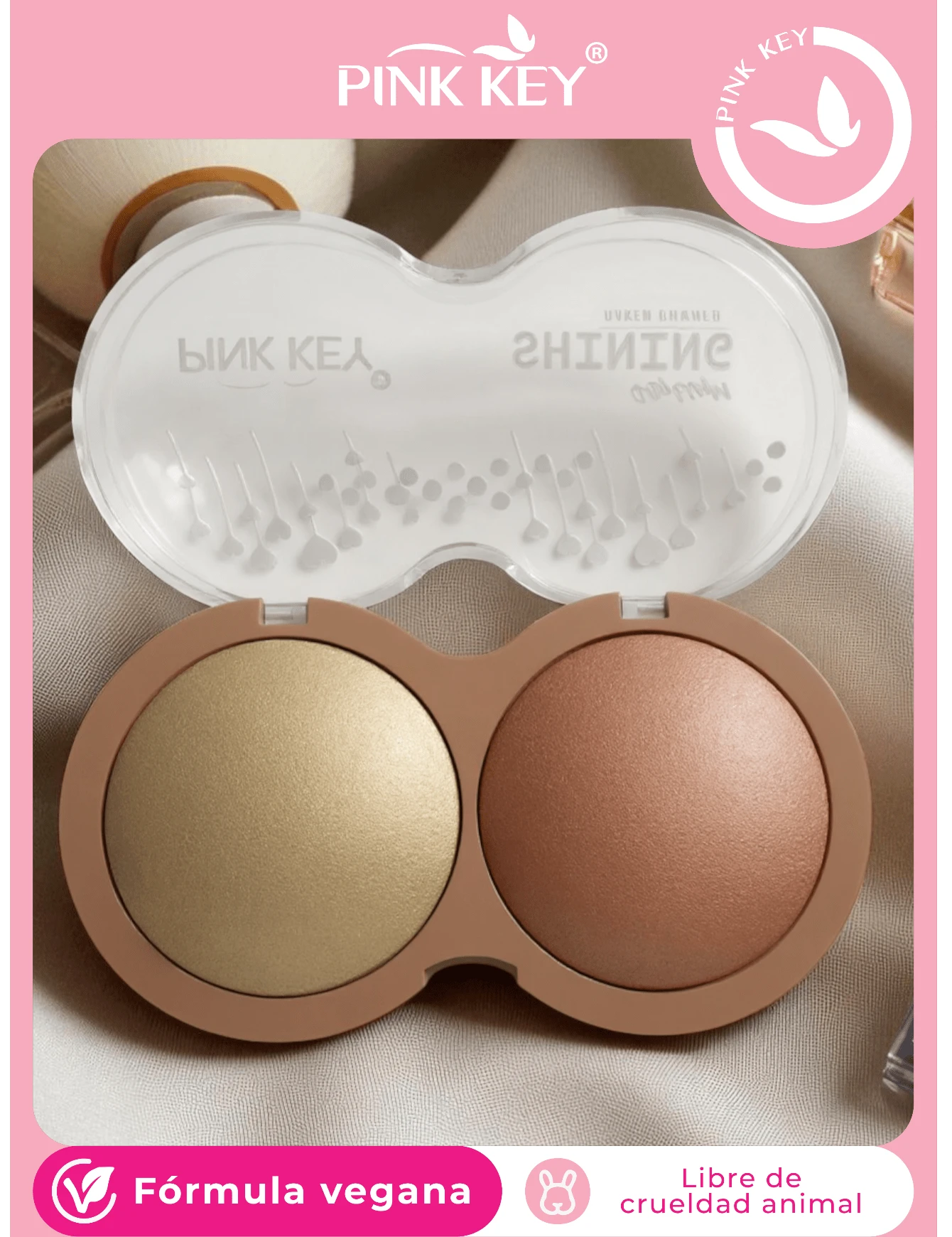 PINK KEY Iluminador En Mousse Cosmic Crystal-Vainilla Iluminador En Polvo Skeye Iluminador Brillante De Larga DuracióN Iluminador Que No Se Apelmaza Iluminador Para Regalos De Navidad Y Brillos Marca Belleza Maquillaje CosméTico Para Mujeres NiñAs Perfect - TONO 2 - Ver 1