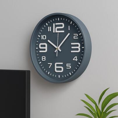 Relógio de Parede 30cm Cinza Silencioso – Design Moderno, Minimalista e Elegante para Decoração