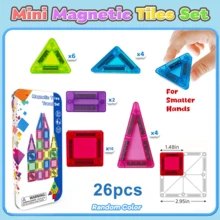 26/37pcs Mini Magnetic Building Blocks, Magnetic Construction Tiles With Iron Box, Portable STEM Travel Toy, Suitable For Boys And Girls Birthday, Holiday, Christmas Gift - Multicolor - View 7