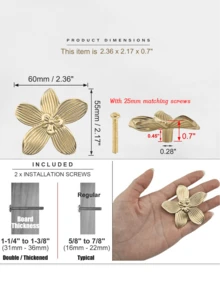 Petal Knobs Brushed Gold Cabinet Knob, Gold Flower Kitchen Cabinet Knobs, Dresser Drawers Cute Handle Hardware Door Pulls, Flower Knobs – For Furniture, Vanity