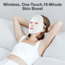 Red Light Therapy Mask, Blue And Red Light LED Phototherapy Device, 7-Color LED Facial Skincare Mask, Home USB Rechargeable, Portable. - 白色 - 查看 6