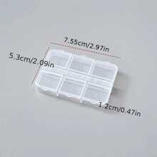 8pcs Portable 6-Compartment Rectangular Divided Storage Box, Double-Layer Detachable Decorative Jewelry, Nail Art Rhinestones, Medicines Organizer Box, Transparent PP With Lid, Detachable Jewelry, Nail Art Rhinestones, Small Accessories Storage Box - White - View 2