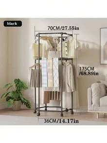 Secadora giratoria de 6 lados - Estante de almacenamiento de lavandería con ruedas de metal resistente, apto para dormitorio, dormitorio, apartamento - Secadora de ropa y estante de almacenamiento interior ahorradora de espacio, accesorio de lavandería, diseño de moda, estructura de metal resistente - Multicolor - Ver 11