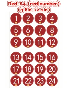 1pc (3.9in-5.9in)/ 1pc A4 (7.8in-12.2in) Christmas Advent Calendar Number Stickers,1-24 Christmas Countdown Calendar Stickers,Christmas 1-24 Number Stickers,Xmas Countdown Calendar Stickers DIY,Christmas Countdown Office & School Supplies Party Gift Seal Sticker,Scrapbook Supplies,Halloween Decor,Teacher Accessories,School Supplies