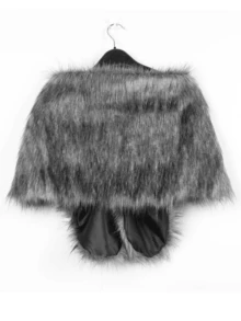 1件装女士优雅披肩围巾，时尚百搭，适合搭配晚礼服，冬季保暖披肩 - 灰黑色 - 查看 3