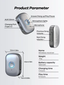 REMAX Mini Bluetooth Receiver With HD Mic; Plug & Play For Car/Home/Office; HiFi Stereo; Hands-Free Call; Multifunctional Wireless Adapter For Car&TV&PC&Speaker&Headsets;Compact & Portable; No Setup Needed;Car Stuff; Car Accessories; Car Essentials - Silver - View 12
