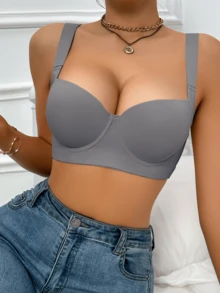 Hersunei Áo ngực Peach Girl màu xám, thoải mái, đồ lót nữ, áo ngực nâng đỡ, thích hợp mặc hàng ngày. - Xám - Xem 7