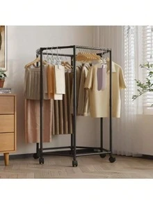 Secadora giratoria de 6 lados - Estante de almacenamiento de lavandería con ruedas de metal resistente, apto para dormitorio, dormitorio, apartamento - Secadora de ropa y estante de almacenamiento interior ahorradora de espacio, accesorio de lavandería, diseño de moda, estructura de metal resistente - Multicolor - Ver 12