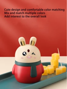1pc Cute Rabbit Toothpick Holder, Creative Automatic Pop-Up Toothpick Box, Cartoon Stylish Pressure Toothpick Canister - Multicolor - View 6
