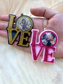 Customized Photo Pendant LOVE, Mother's Day Mother-Daughter Style Round Design, Fashionable Acrylic Custom-Made, Surprise Gift, Suitable For Family And Friends, Christmas, Valentine's Day, Halloween, Anniversary, Birthday Gift - Multicolor - View 3