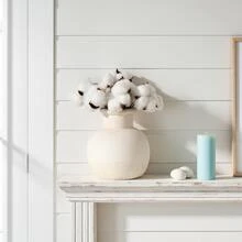 1pc 6-Inch Ceramic Farmhouse Style Vase, Rustic Pottery Decorative Vase, Boho Home Decor, Suitable For Tabletop, Living Room, Bathroom, Shelves, Fireplace