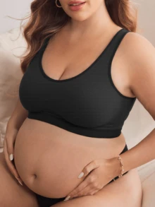 Plus Size Seamless Sports Bra For Women, Full Coverage, Racerback Design, Comfortable & Breathable Yoga Bra, Curve & Maternity Support