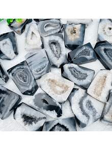 1PC Natural Black Onyx Geode Agate Point - Casual Rock Crystal For DIY, Home Decor, Jewelry Making, Birthday, Halloween, Christmas Party Decorations - Multicolor - View 4