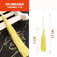 NYBC Pingente De Seda Tassel 7 Cm - Franja - Pacote Com 100 Unidades - Diversas Cores - Amarelo Bebe Nº 104 - Visão 2