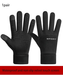 Winter Outdoor Sports Waterproof Anti-Slip Suede Touchscreen Gloves. Divided Design, Non-Slip Texture On The Palm, And "SPORT" Printed. Supports Touchscreen Function. Suitable For Running, Cycling, Hiking And Other Sports Scenarios, As Well As Daily Warmth, Creating A Convenient And Comfortable Outdoor And Daily Wearing Experience. - Multicolor - View 13