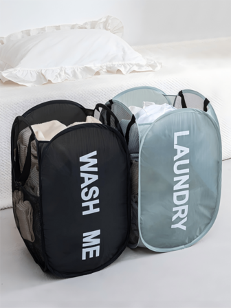 1pc Foldable Laundry Basket For Storing And Organizing Dirty And Clean Clothes, Portable Printed Minimalist Laundry Basket Suitable For Dorm, Bedroom, Bathroom, Living Room, Travel