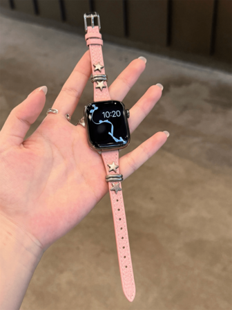 1pc Y2K Style Star-Shaped Leather Band, Suitable For Apple Watch, Casual Style For Women, Size: 38/40/41/42/44/45/46/49mm, Compatible With Apple Watch Series 11/10/9/8/7/6/5/4/3/2/1 SE Ultra