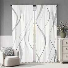 Bộ rèm 2 mảnh màu be nhạt và vàng ánh kim với họa tiết trừu tượng mềm mại - 100% polyester, thiết kế kiểu túi luồn thanh treo, có thể giặt máy, phù hợp cho phòng khách, phòng ngủ, nhà bếp, văn phòng - Trang trí nhà theo phong cách retro hiện đại, rèm polyester, rèm phòng khách. - Nhiều màu - Xem 16