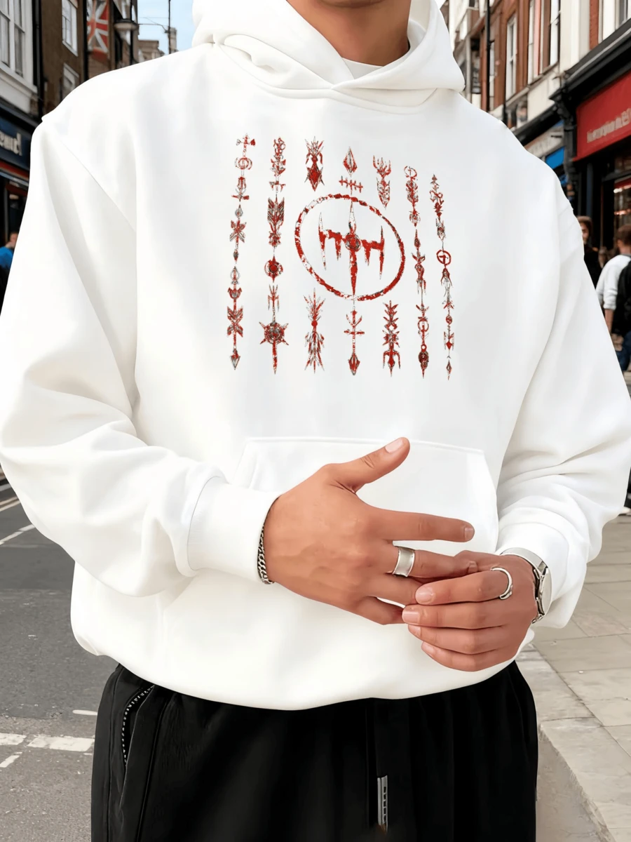 Sudadera de Corte Holgado No Voluminosa Sudadera para Hombre Uso Diario Se Ve Elegante No Desleída - Blanco - Ver 1
