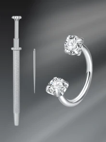 CIZME 3 pièces Anneaux de nez en acier inoxydable, anneaux de nez filetés intérieurs 16G, unisexe, double cristal en forme de fer à cheval pour le nez, le septum, la lèvre, les sourcils, le cartilage de l'oreille - Pince à boule effilée de 8 mm pour le remplacement de bijoux - Multicolore - Voir 9