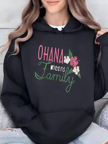 Women  Lilo And Stitch Sweatshirt: Ohana Means Family Crewneck Hoodie - 黑色 - 查看 2