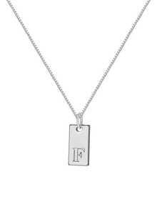 1pc Stainless Steel Letter Pendant Necklace, Minimalist 26 Alphabet Square Charm Necklace, Delicate Clavicle Chain Necklace, Suitable For Girls And Women - Silver - View 23