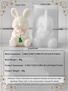 Easter Rabbit Silicone Candle Mold, 3D Rabbit Silicone Gypsum Craft Mold, Reusable And Easy To Demould, Suitable For DIY Fragrance Candles
