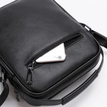 Men's Leather Crossbody Shoulder Bag - màu đen - Xem 8